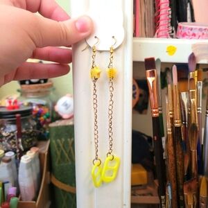 Bottle Cap Drop Earrings "Lively Lemon"